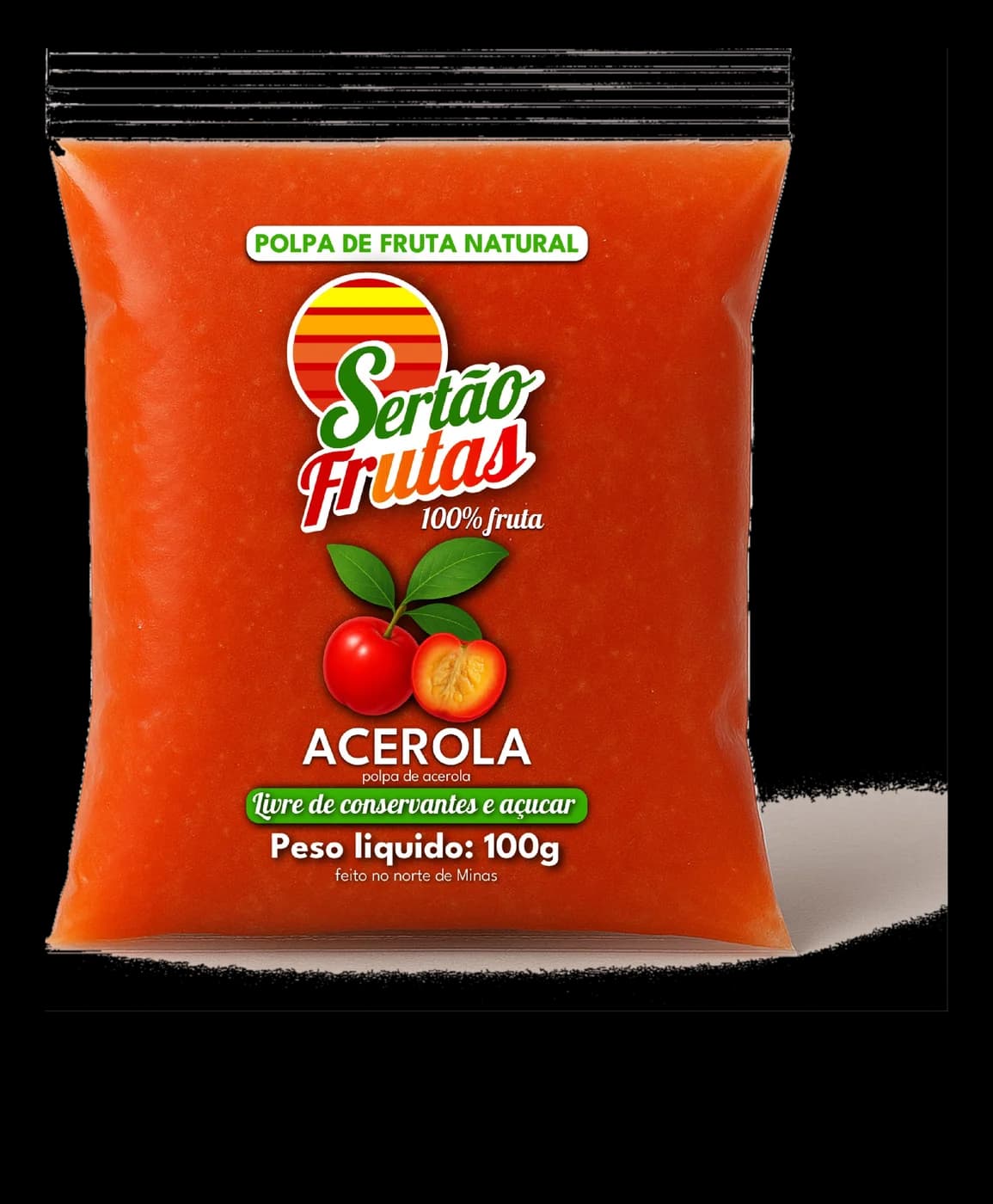 Embalagem da polpa de Acerola Sertão Frutas, 100g