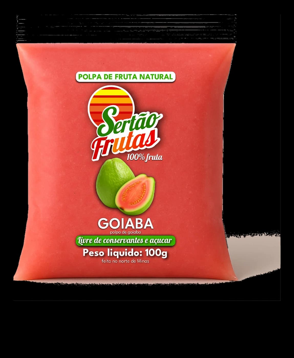Embalagem da polpa de Goiaba Sertão Frutas, 100g
