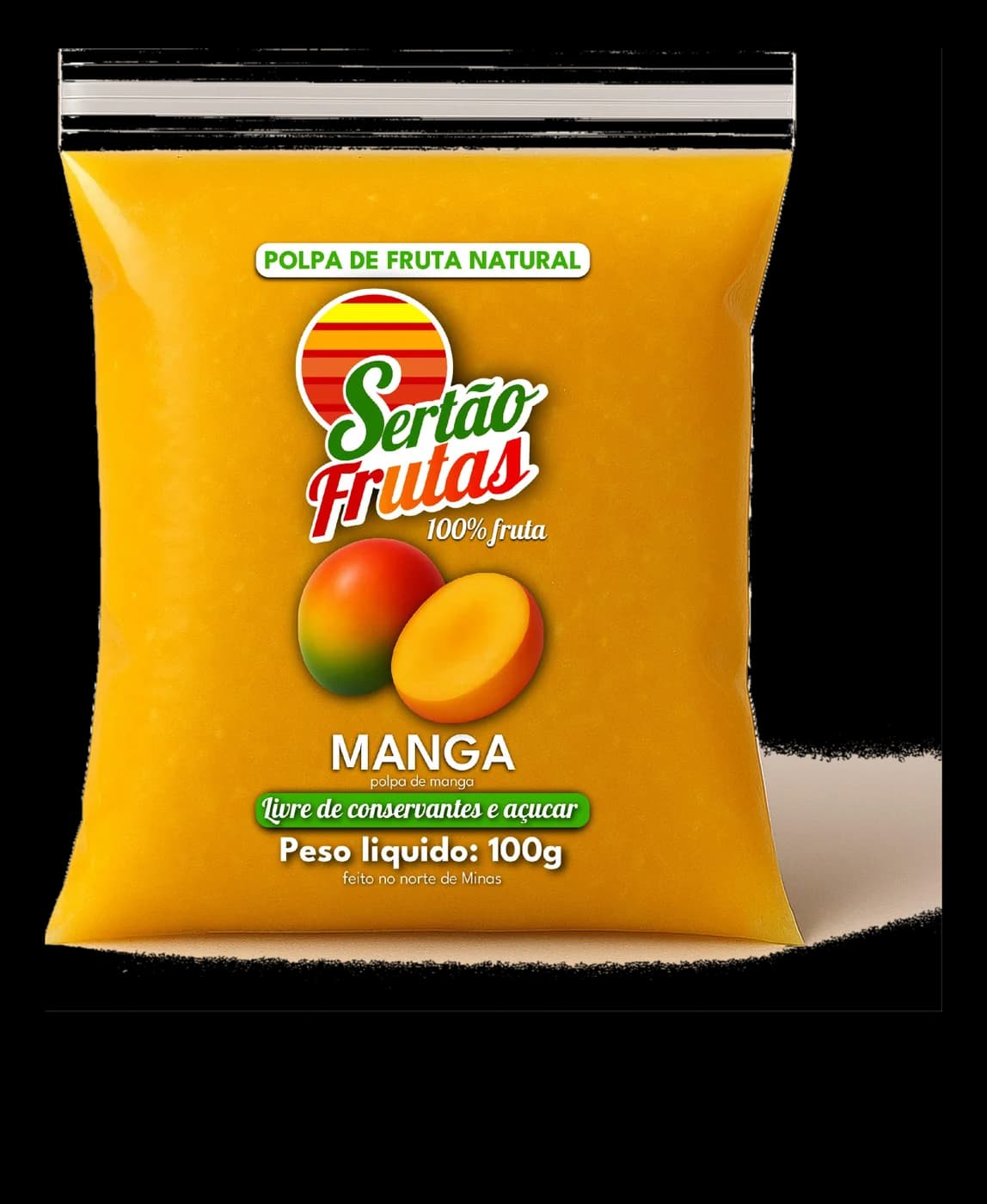 Embalagem da polpa de Manga Sertão Frutas, 100g